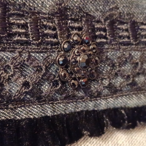 Denim Lace & Velvet Trimmed Fitted Jacket. - Picture 3 of 11